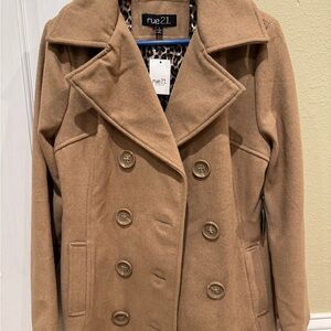 rue21 Women's Tan Double-Breasted Pea Coat